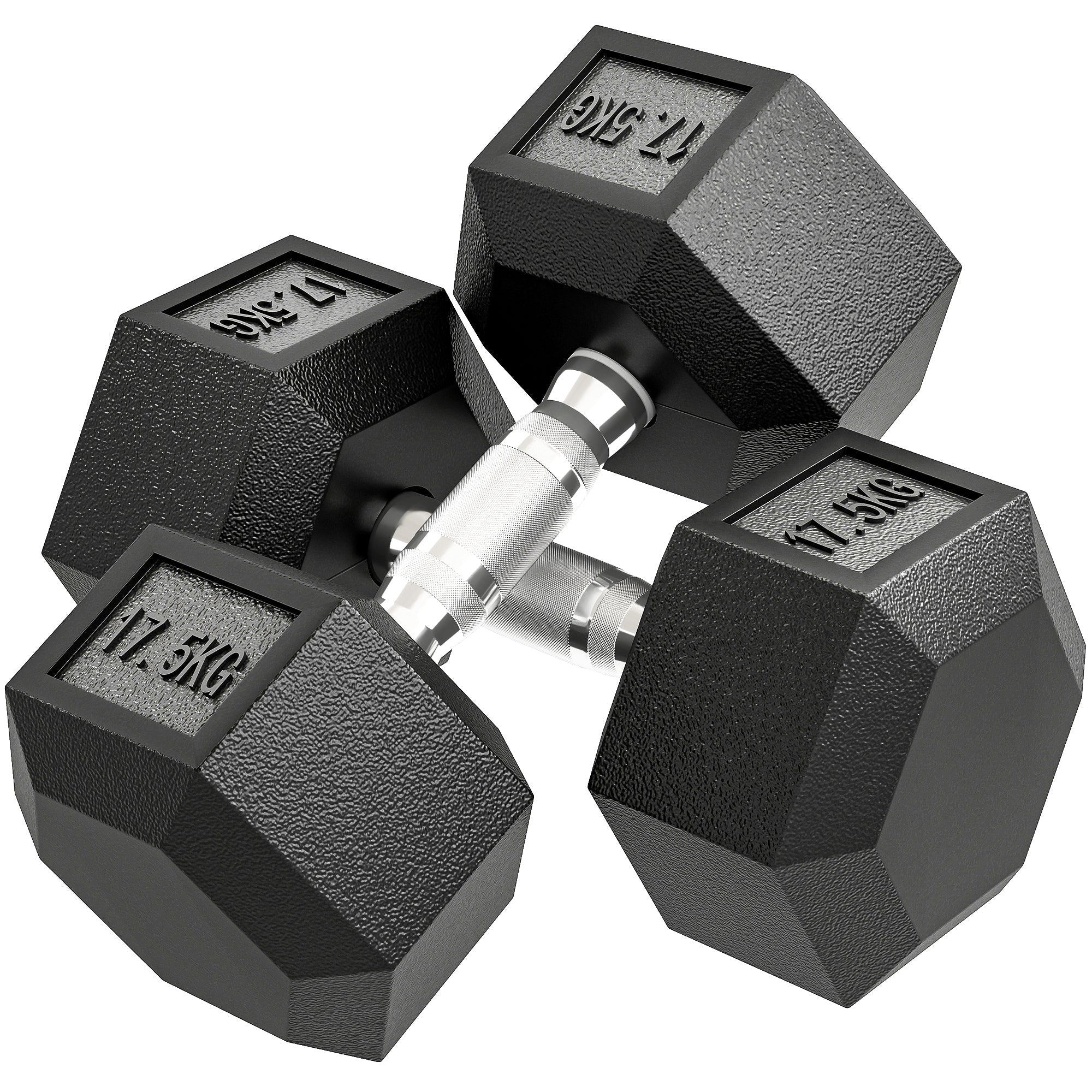 2x17.5KG Rubber Hex Dumbbell Portable Hand Weights Dumbbell Home Gym - My Store