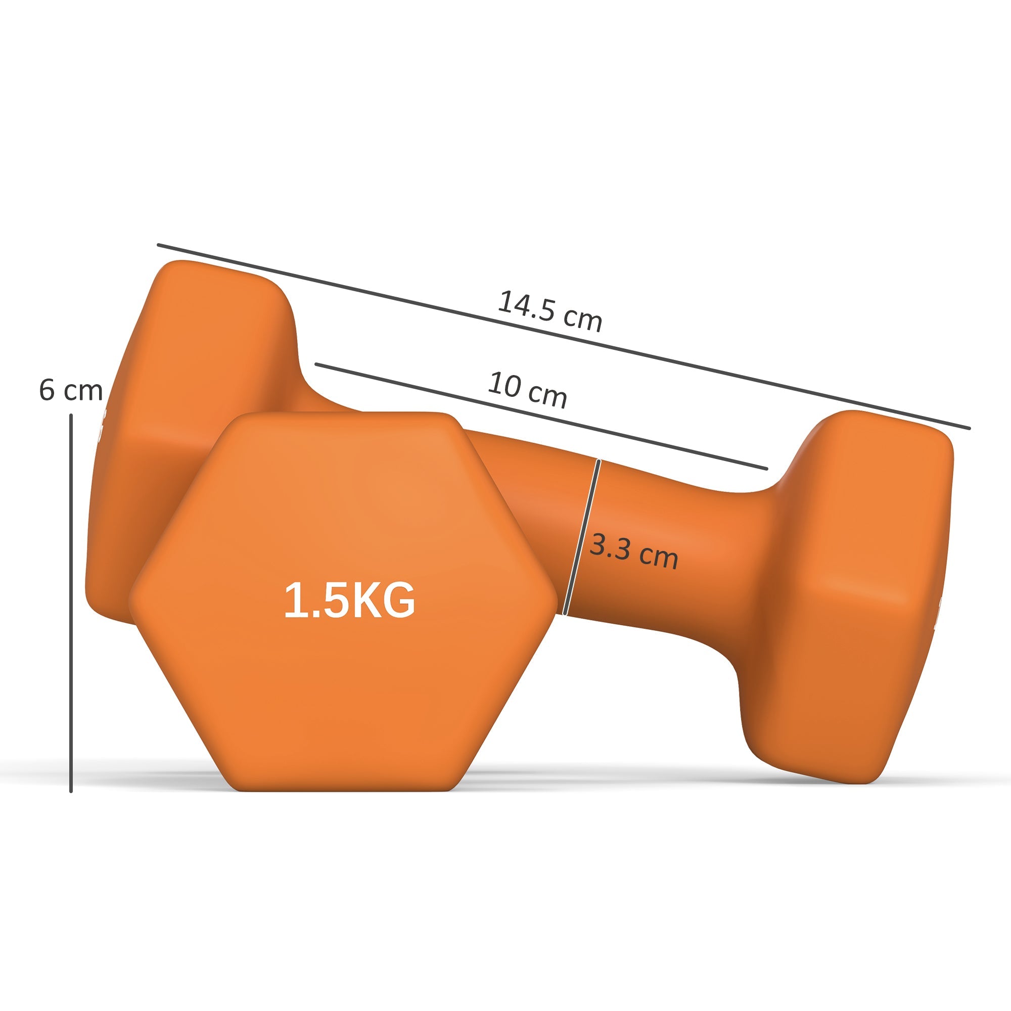 SPORTNOW 2 X 1.5kg Hexagonal Dumbbells Weights Set With Non-Slip Grip For Home Gym Workout, Orange - My Store