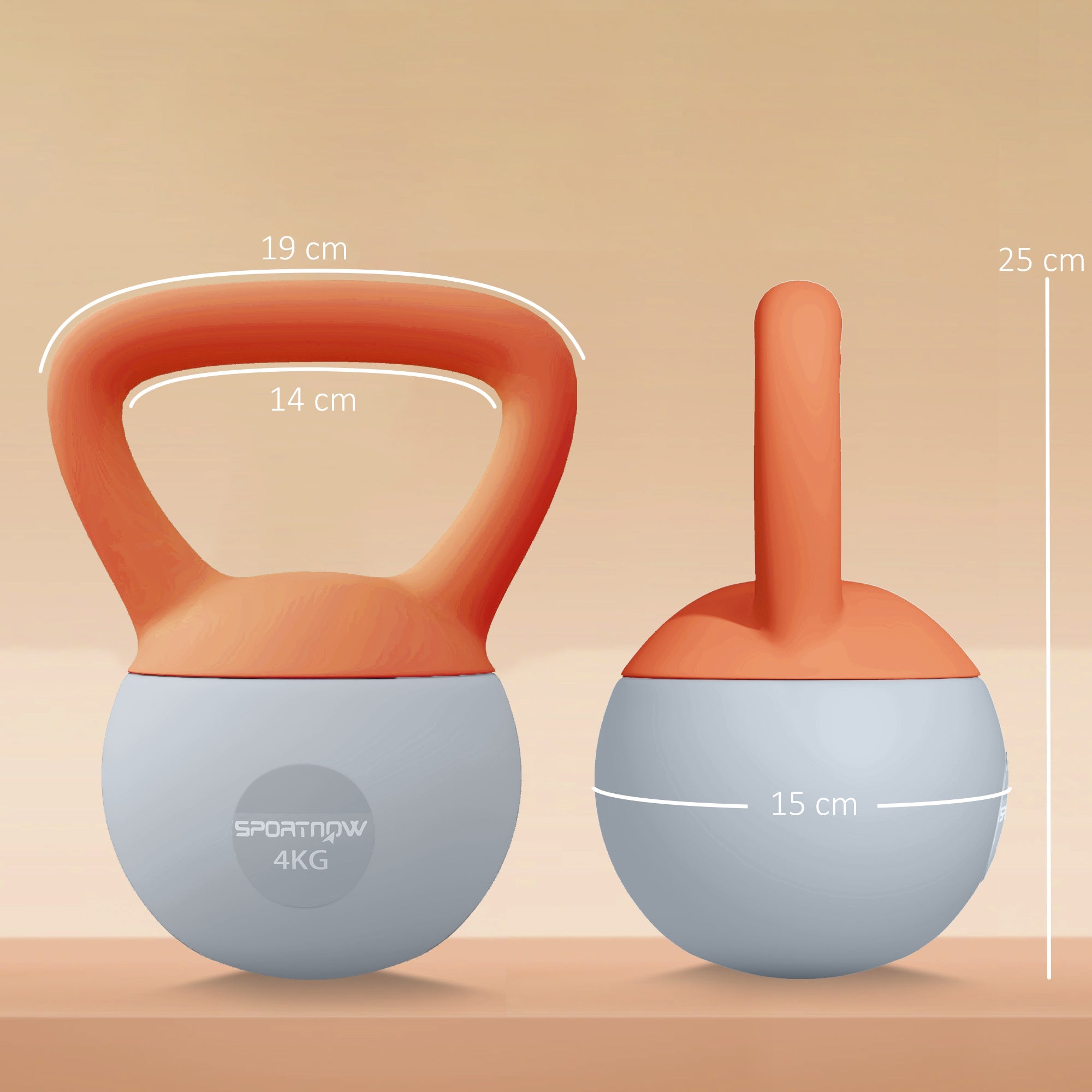 SPORTNOW 4KG Soft Kettlebell, Kettlebell With Non-Slip Handle For Home Gym, Weight Lifting, Strength Training, Orange/Grey - My Store