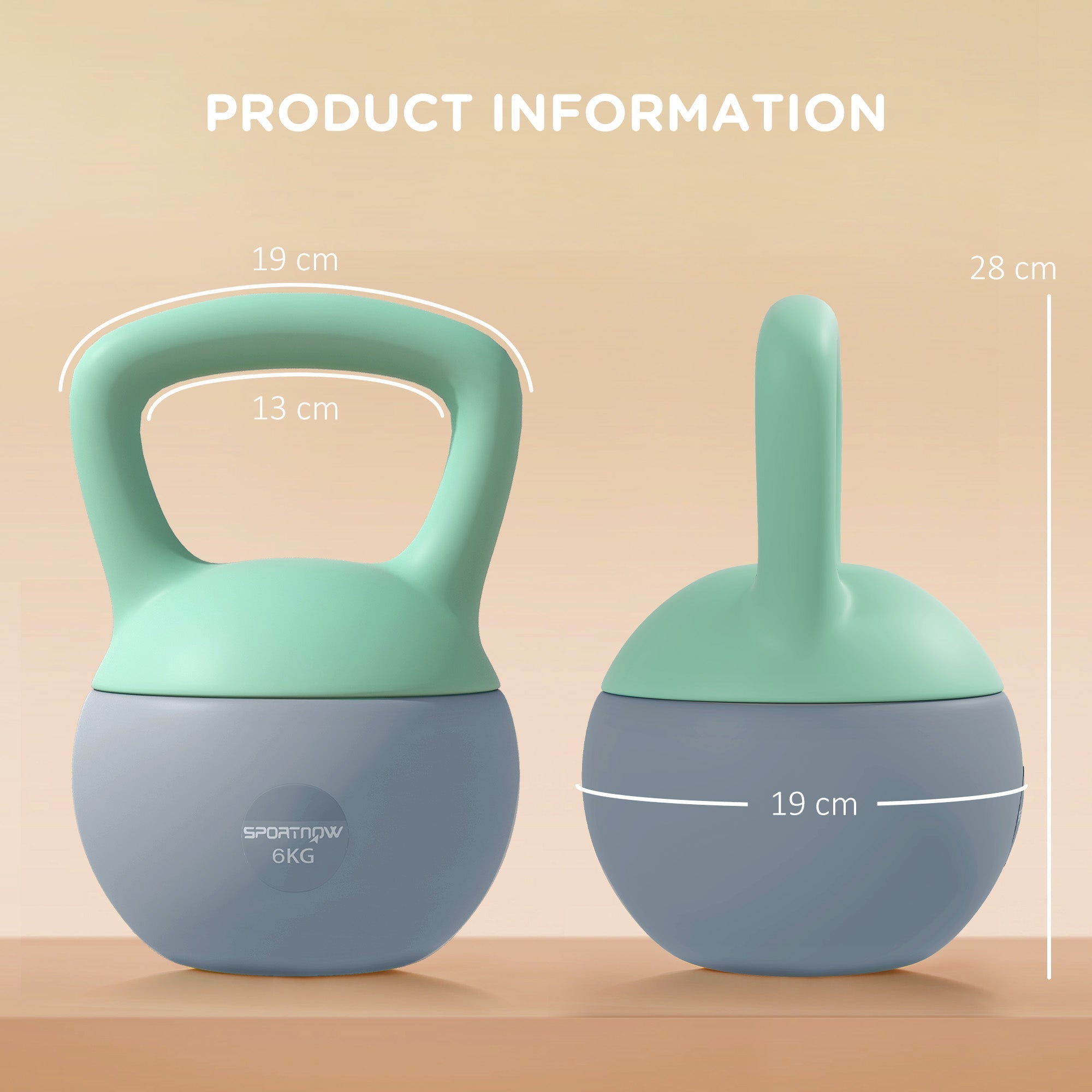 SPORTNOW 6KG Soft Kettlebell, Kettlebell With Non-Slip Handle For Home Gym, Weight Lifting, Strength Training, Green/Grey - My Store