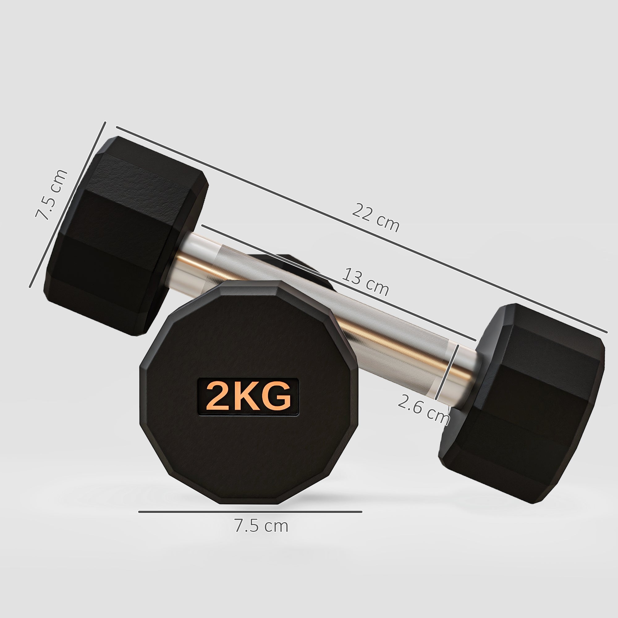 SPORTNOW Dumbbells Weights Set With 12-Sided Shape And Non-Slip Grip For Men Women Home Gym Workout, 2 X 2kg - Fittail Shop