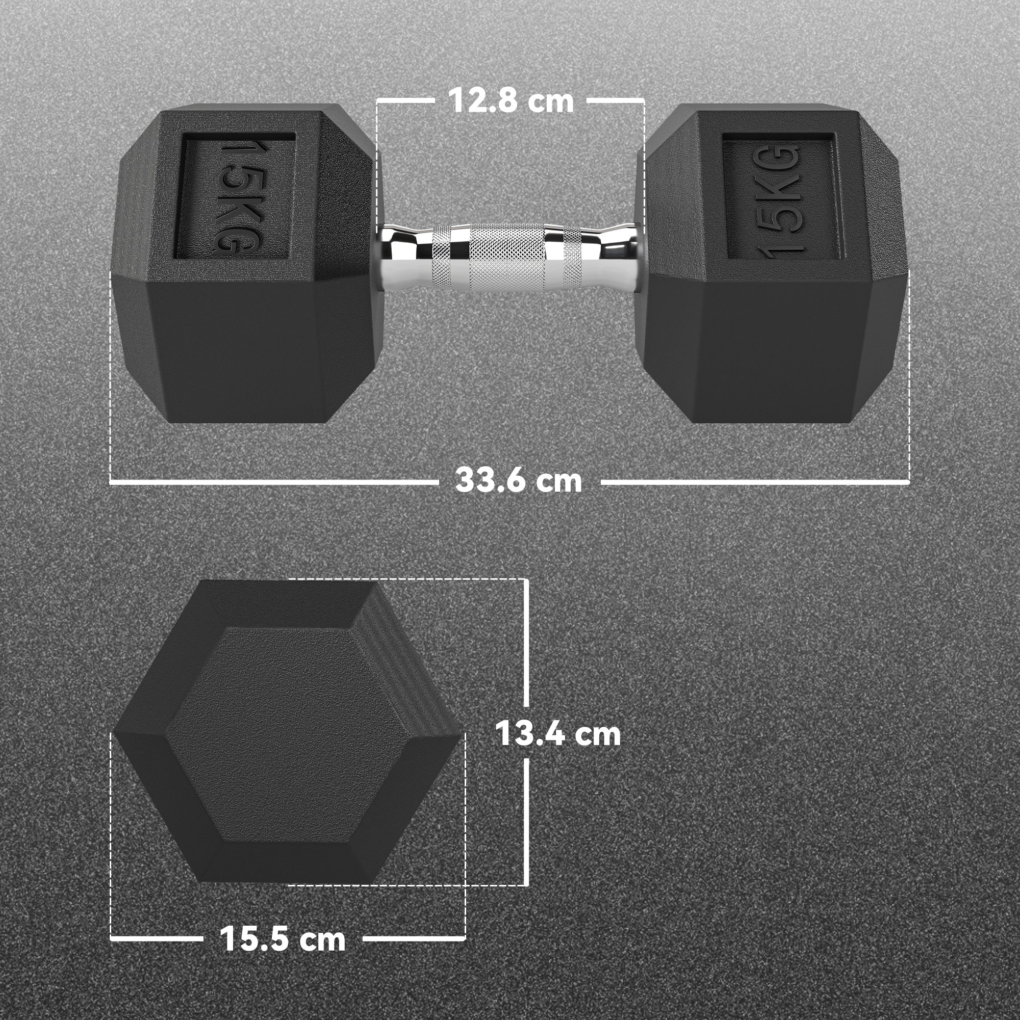2x15KG Rubber Hex Dumbbell Portable Hand Weights Dumbbell Home Gym - My Store