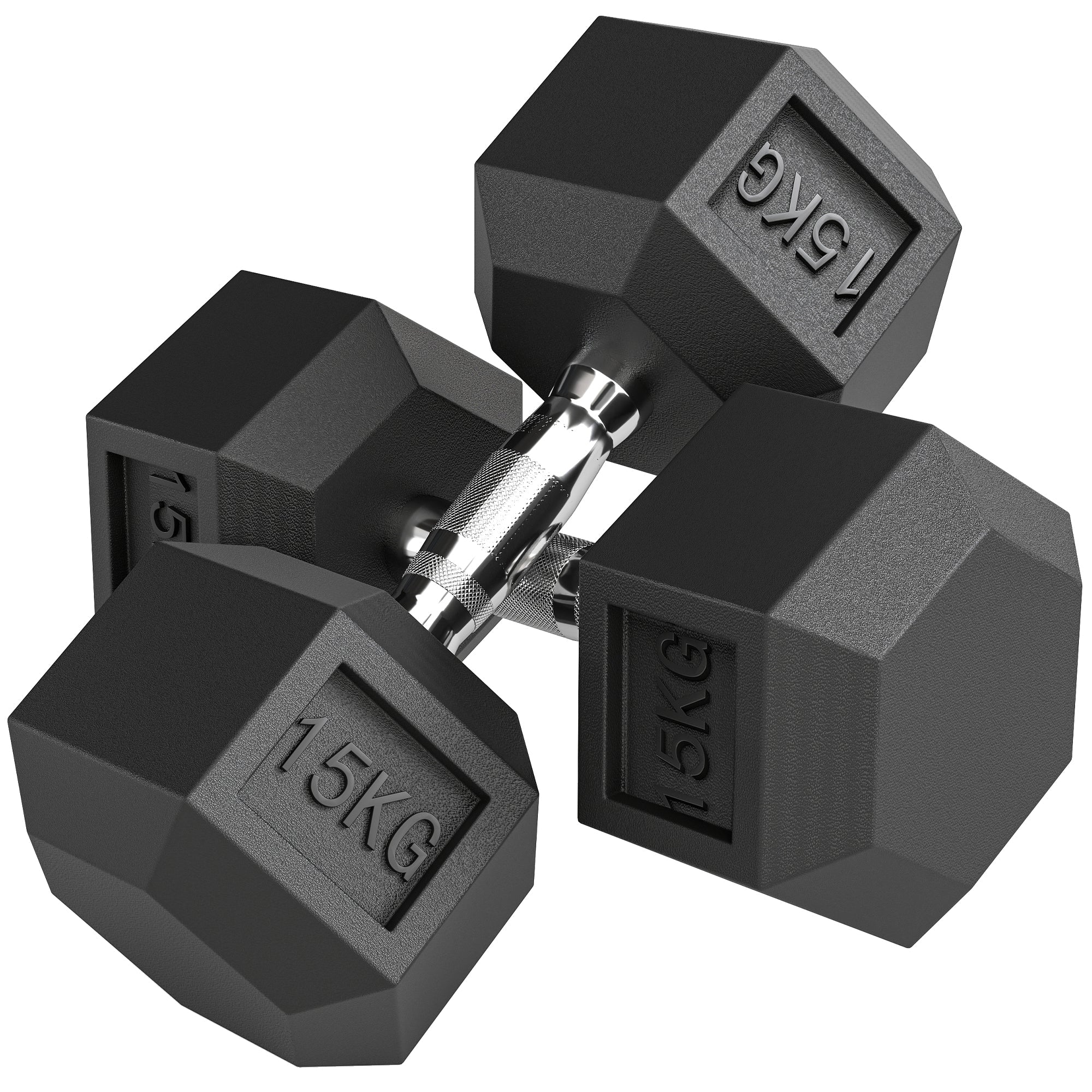 2x15KG Rubber Hex Dumbbell Portable Hand Weights Dumbbell Home Gym - My Store