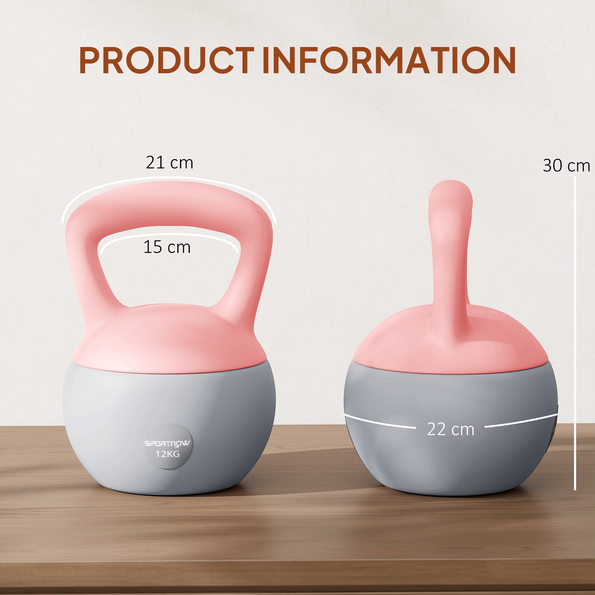 SPORTNOW 12KG Soft Kettlebell, Kettlebell With Non-Slip Handle For Home Gym, Weight Lifting, Strength Training, Pink/Grey - My Store