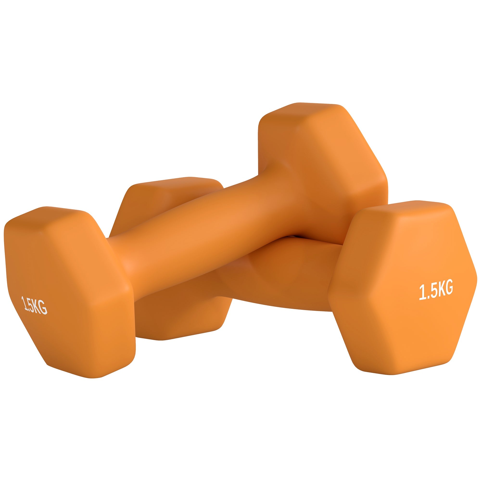SPORTNOW 2 X 1.5kg Hexagonal Dumbbells Weights Set With Non-Slip Grip For Home Gym Workout, Orange - My Store