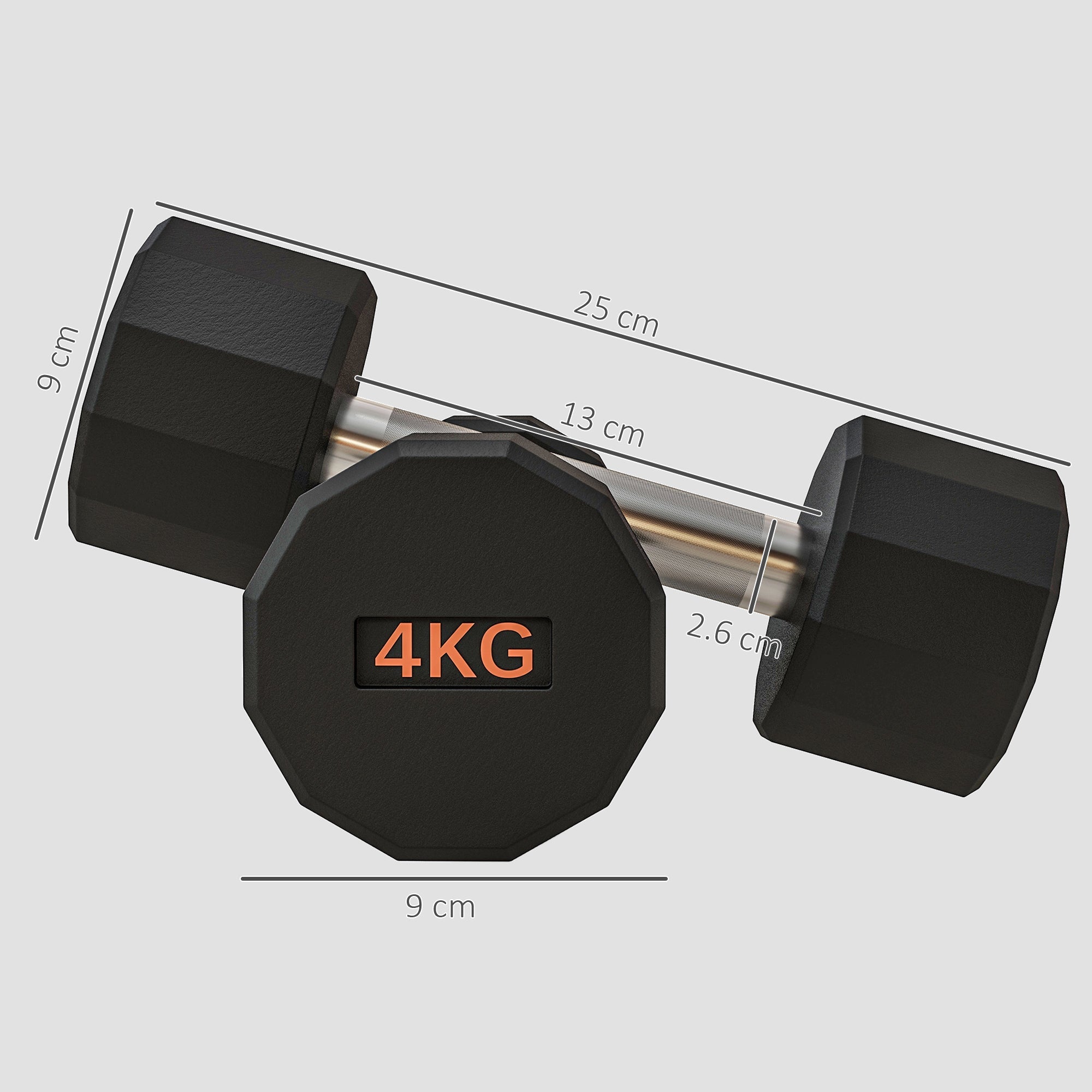 SPORTNOW Dumbbells Weights Set With 12-Sided Shape And Non-Slip Grip For Men Women Home Gym Workout, 2 X 4kg - My Store